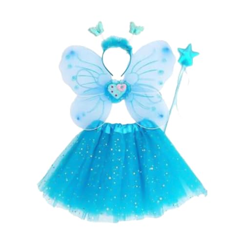 Qianly Schmetterlingsflügel Set, 4 Teilig, Feen Kostüm Set für Kostümpartys, Geburtstagsfeier, Blau Qianly Schmetterlingsflügel Set, 4 Teilig, Feen Kostüm Set für Kostümpartys, Geburtstagsfeier, Blau von Qianly