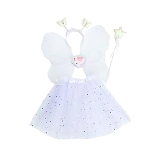 Qianly Schmetterlingsflügel Set, 4 Teilig, Feen Kostüm Set für Kostümpartys, Geburtstagsfeier, Weiß Qianly Schmetterlingsflügel Set, 4 Teilig, Feen Kostüm Set für Kostümpartys, Geburtstagsfeier, Weiß von Qianly