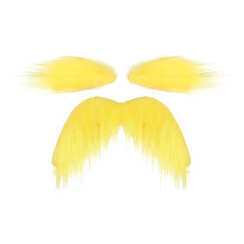 Qianly Schnurrbart Augenbrauen Kostüm Halloween Bart zum Operngeburtstag, Gelb Qianly Schnurrbart Augenbrauen Kostüm Halloween Bart zum Operngeburtstag, Gelb von Qianly