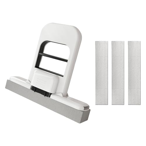 Qianly Selbstdrückender Mini-Hand-Reinigungsmopp, Starke Saugfähigkeit, trocken/nass verwendbar, platzsparender Schwammkopf für Fenster, multifunktional, Weiss Schwarz von Qianly