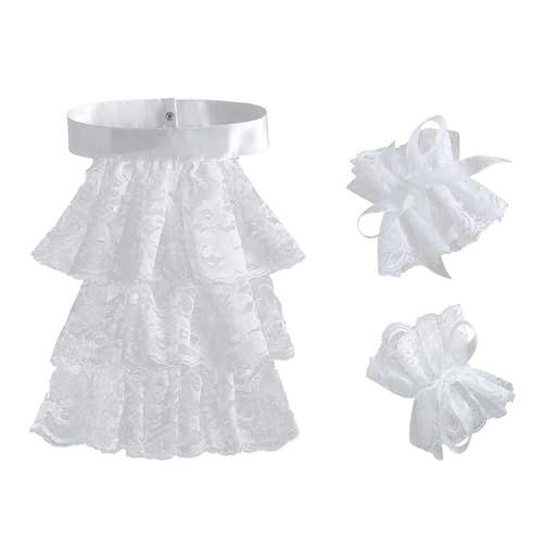 Qianly Spitzen-Jabot und Manschetten-Set, weiß, für Bühnen-Cosplay-Mottopartys für Männer und Frauen Qianly Spitzen-Jabot und Manschetten-Set, weiß, für Bühnen-Cosplay-Mottopartys für Männer und Frauen von Qianly