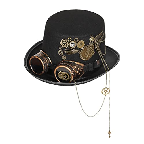 Qianly Steampunk Zylinder mit Brille und Zubehör für Erwachsene Halloween von Qianly