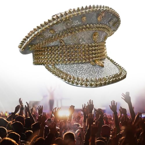 Qianly Strasshutkappe für Karnevalsereignisse Kostüme Bühnenleistungsparty, Silber Gold von Qianly