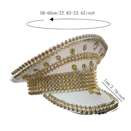 Qianly Strasshutkappe für Karnevalsereignisse Kostüme Bühnenleistungsparty, Weißgold Qianly Strasshutkappe für Karnevalsereignisse Kostüme Bühnenleistungsparty, Weißgold von Qianly