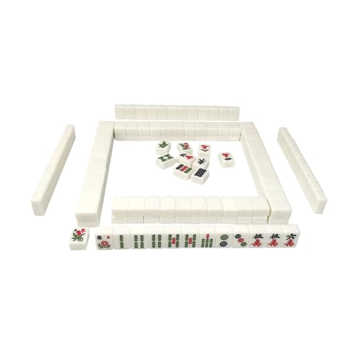 Qianly Stücke, chinesische Version, Spielset, Mini-Mahjong-Fliesen, Klassische Brettaktivitäten für Reisen, Familie, Freunde, Weiß von Qianly