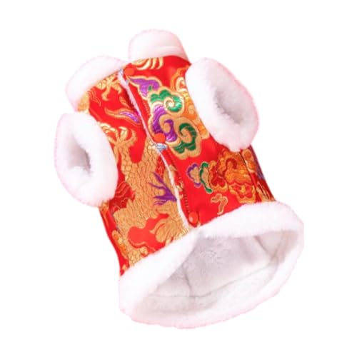 Qianly Traditionelles Hundesoutfit für Neujahrsfeier, Dragon Design, Knotenverschluss für Haustiere, Rot Qianly Traditionelles Hundesoutfit für Neujahrsfeier, Dragon Design, Knotenverschluss für Haustiere, Rot von Qianly