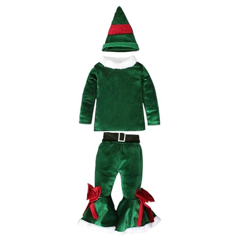 Qianly Weihnachtskostüm Set für Kinder, Weihnachts Cosplay Outfit, Kleidung für Festliches Rollenspiel, Grün, 110 cm Qianly Weihnachtskostüm Set für Kinder, Weihnachts Cosplay Outfit, Kleidung für Festliches Rollenspiel, Grün, 110 cm von Qianly