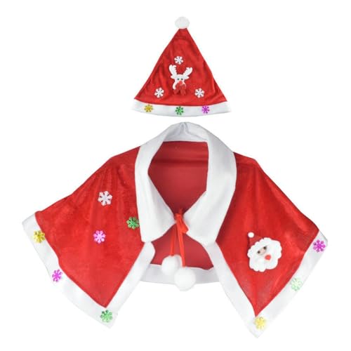 Qianly Weihnachtskostüm-Umhang, roter Samtumhang, Umhang mit Mütze, Weihnachtsmann-Umhang, Schal für Neujahr von Qianly