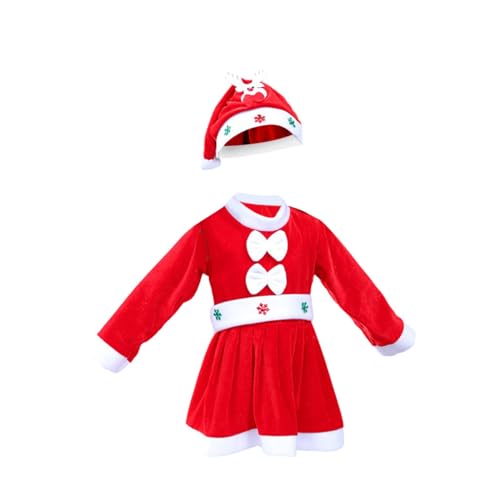 Qianly Weihnachtsmann-Kostüm für Kinder, Kleidungsset, Weihnachtsmann-Kostüm für Karneval, Festival, Mädchen, 150cm von Qianly
