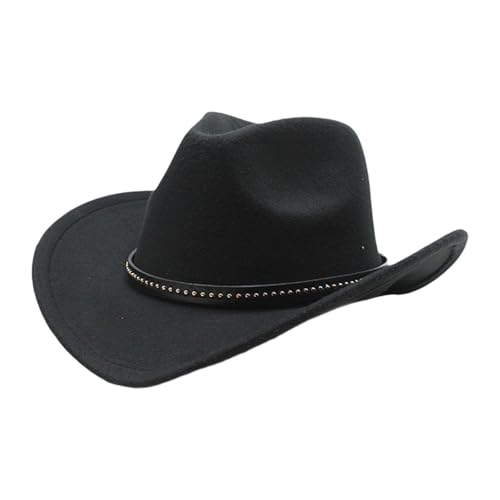 Qianly Western Cowboyhut mit Breiter Krempe, Kopfbedeckung für Festliche Partys, Cosplay, Rollenspiele, Schwarz Qianly Western Cowboyhut mit Breiter Krempe, Kopfbedeckung für Festliche Partys, Cosplay, Rollenspiele, Schwarz von Qianly