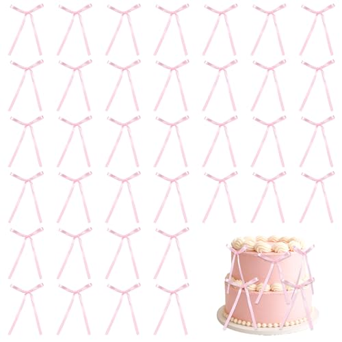 Qianyu 36 Stück Cupcake-Topper mit Schleife Geburtstagsschleifen Bänder 15 x 12 cm hohe Füße, Becher, Ballon, Wandparty Kuchendekoration für Hochzeit Brautparty Babyparty Junggesellinnenabschied von Qianyu
