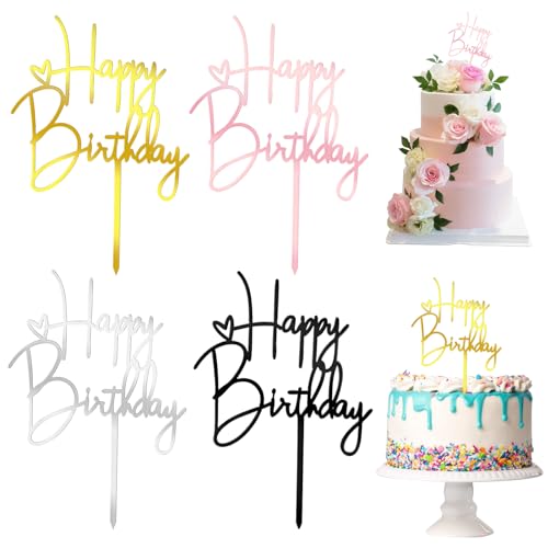 Qianyu 4 Packungen „Happy Birthday“ Kuchenaufsätze aus Acryl Mehrfarbig Cupcake-Topper Zubehör für Kinder Erwachsene Kucheneinsätze DIY-Kuchenschild Party-Dekorationsideen Andenken Qianyu 4 Packungen „Happy Birthday“ Kuchenaufsätze aus Acryl Mehrfarbig Cupcake-Topper Zubehör für Kinder Erwachsene Kucheneinsätze DIY-Kuchenschild Party-Dekorationsideen Andenken von Qianyu
