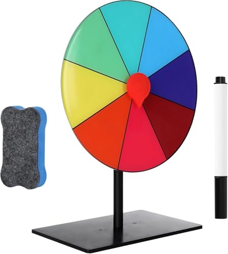 20,3 cm drehbares Rad, 8 Farbfächer, drehbares Preisrad mit trocken abwischbarem Marker und Radiergummi, Tisch-Roulette-Spinner für Messen, Karneval, Party, Pub und Glücksspiel von Qichan
