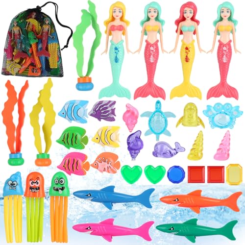 Qichan 35 Stück Tauchspielzeug, Schwimmspielzeug Kinder mit Meerjungfrauen und Tauchtiere, Tauch Spielzeug Kinde, Pool Spielzeug Kinder für Unterwasserspiele und Poolpartys Qichan 35 Stück Tauchspielzeug, Schwimmspielzeug Kinder mit Meerjungfrauen und Tauchtiere, Tauch Spielzeug Kinde, Pool Spielzeug Kinder für Unterwasserspiele und Poolpartys von Qichan