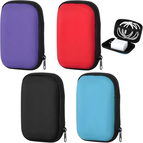 Qichan 4 Stück Spielkartenetui, wasserdichte und kratzfeste Spielkartenbox mit Reißverschluss, tragbarer Kartenhalter für Indoor-Outdoor-Gaming oder Camping (Rot, Lila, Blau, Schwarz) von Qichan