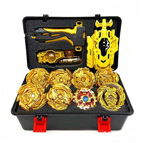 Qichenx 12 Stück Kampfkreisel Set, Kreisel mit 2 Burst Turbo Launcher,Bay Battling Tops Arena Spielzeug, Gyro Pocket Box von Qichenx