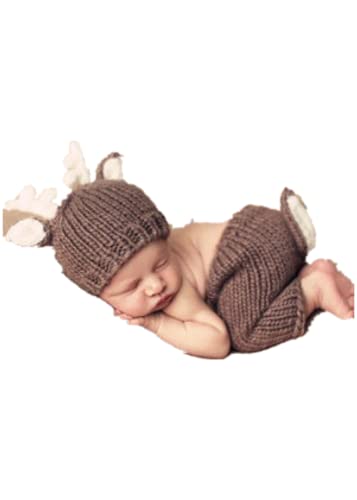 Qichenx Baby Fotoshooting Kostüme Set Tiere REH Mütze & Hosen (Braun) von Qichenx