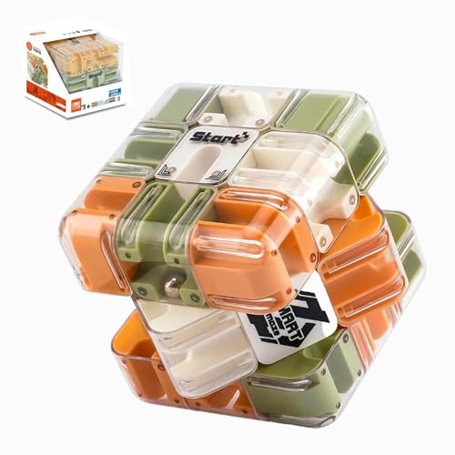 2-in-1 Kugellabyrinth Zauberwürfel Spielzeug, Large Labyrinth 3D Puzzles Maze Cube, Interaktives Würfel Labyrinthspiel Für Kinder Erwachsene, Fördert Räumliches Vorstellungsvermögen von Qidures