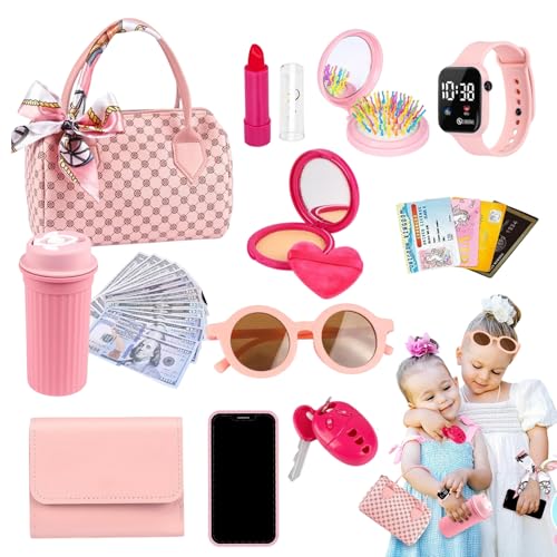 Kleinkind Mädchen Handtasche Mit Accessoires, Handtasche Für Kleine Mädchen Mit Zubehör Und Spiel Make Up, Falsches Make Up Spielzeug Für Kinder Mit Spiel Makeup, Geldbörse, Spielzeug Handy Kleinkind Mädchen Handtasche Mit Accessoires, Handtasche Für Kleine Mädchen Mit Zubehör Und Spiel Make Up, Falsches Make Up Spielzeug Für Kinder Mit Spiel Makeup, Geldbörse, Spielzeug Handy von Qidures