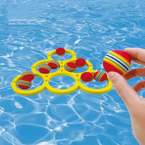 Pool Spielzeug Erwachsene Und Kinder,Pool Schwimmbad Wurfspiele Mit 10 Regenbogenball,PoolBall Wurfspiel,Wassersport Spielzeug Für PoolSchwimmende Wurfspiele,Poolwasserspielzeug Für Sommer Poolparty von Qidures
