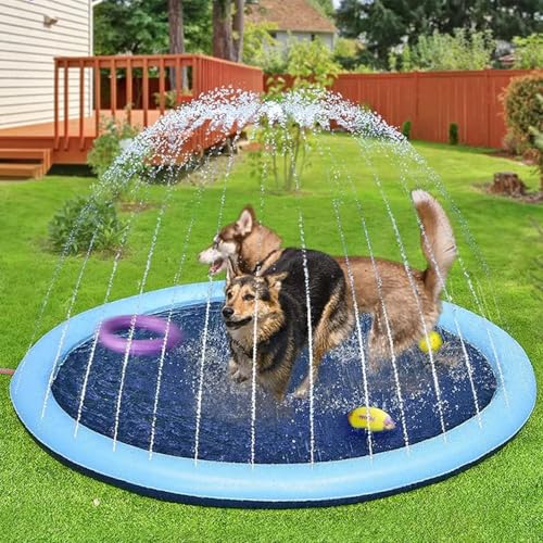 Splash Pad, 150cm Sprinkler Matte Kinder, Sprinkler Wasser Spielmatte, Wasserspielzeug Kinder Outdoor Spiele Mit Antirutschfunktion, Wassersprinkler KinderSplash Pad FürKinder Hunde Haustiere Splash Pad, 150cm Sprinkler Matte Kinder, Sprinkler Wasser Spielmatte, Wasserspielzeug Kinder Outdoor Spiele Mit Antirutschfunktion, Wassersprinkler KinderSplash Pad FürKinder Hunde Haustiere von Qidures