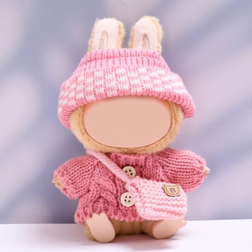 Puppen-Kleidung aus Plüsch, 17 cm, für Labubu, Puppenkleidung, Hut für 17 cm, La Bubu, Ersatzkleidung für Themenpartys und Fotoshootings (G) von Qiebenav
