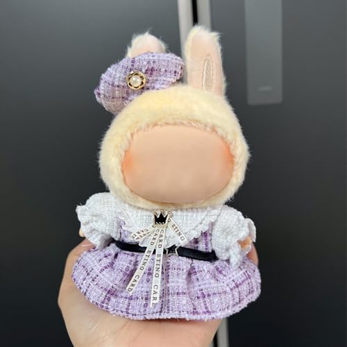 Puppenkleidung aus Plüsch, 17 cm, für Labubu Puppen, Kleidung für Puppen aus Plüsch, niedlich, Mini-Plüschpuppe, Kleidung für 17 cm, Labubu Plush Doll (F) von Qiebenav