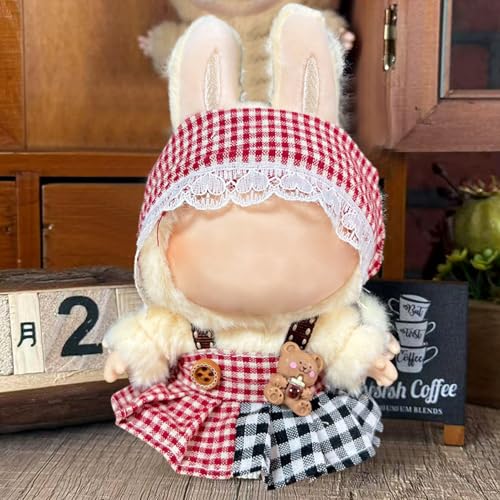 Puppenkleidung aus Plüsch, 17 cm für Labubu, Zubehör für Labubu-Puppen, Kleidung für Plüschpuppen, niedlich, Mini-Plüschpuppe, Kleidung für 17 cm, Labubu Plush Doll (A) von Qiebenav