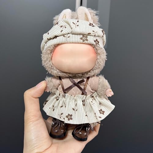 Puppenkleidung aus Plüsch, 17 cm für Labubu, Zubehör für Labubu-Puppen, Kleidung für Plüschpuppen, niedlich, Mini-Plüschpuppe, Kleidung für 17 cm, Labubu Plush Doll (D) von Qiebenav