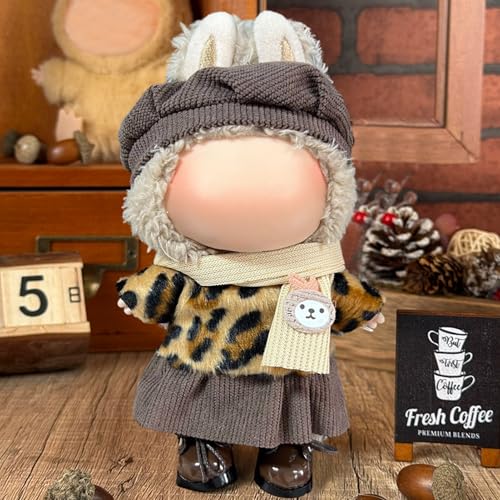 Puppenkleidung aus Plüsch, 17 cm für Labubu, Zubehör für Labubu-Puppen, Kleidung für Plüschpuppen, niedliche Mini-Puppe aus Plüsch, Kleidung für 17 cm, Labubu Plush Doll (C) von Qiebenav