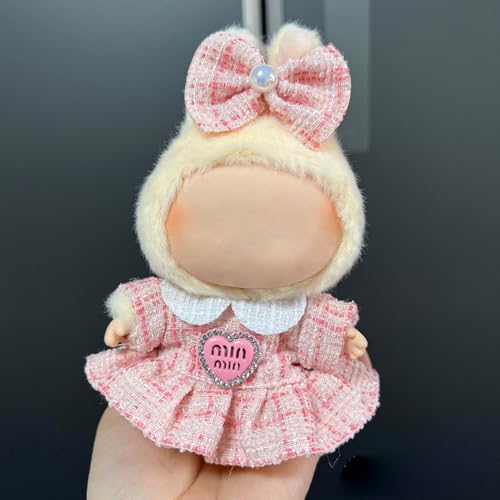 Puppenkleidung aus Plüsch, 17 cm für Labubu, Zubehör für Labubu-Puppen, Kleidung für Puppen aus Plüsch, niedlich, Mini-Plüschpuppe, Kleidung für 17 cm, Labubu Plush Puppe (E) von Qiebenav