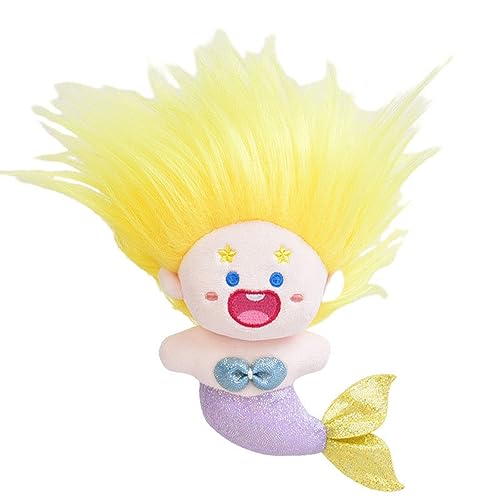 Qiebenav Meerjungfrau baumwolle puppen spielzeug, Mädchen Schlafzimmer Dekor Bunte Flauschige Haar Gefüllte Plüschtiere Home Dekoration Weiche Plüsch Spielzeug DIY Frisur 14 cm Höhe Kleine von Qiebenav
