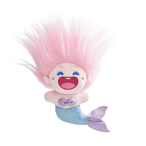 Qiebenav Meerjungfrau baumwolle puppen spielzeug, Mädchen Schlafzimmer Dekor Bunte Flauschige Haar Gefüllte Plüschtiere Home Dekoration Weiche Plüsch Spielzeug DIY Frisur 14 cm Höhe Kleine von Qiebenav