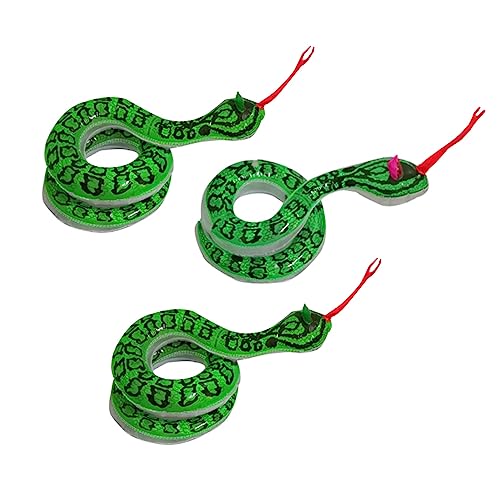 Qiebenav Schlange Pool Spielzeug 3 Stück aufblasbare falsche Schlange Pool Schwimmkörper realistische Wasserschlange Spielzeug für Spaß Pool Zeit Garten Dekoration Python Blow Up Schlangen Grün von Qiebenav