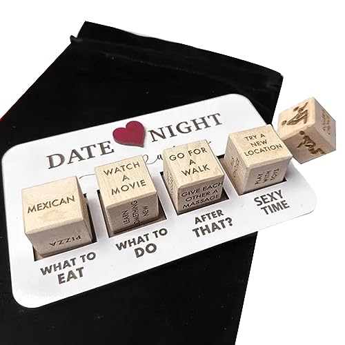 Qiebenav Set mit romantischen Paarwürfeln für Datum, Nacht, Dice Set, lustig, What to Do Set, Paarwürfel, mehrere Stile, für Valentinstag, Geburtstage, Jahrestage, wiederverwendbare Geschenke aus Holz von Qiebenav
