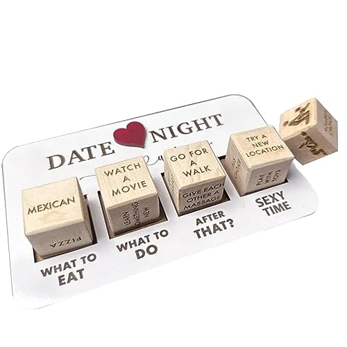 Qiebenav Würfel-Set für Paare, romantisch, Datum, Nacht, Dice Set, lustig, What to Do Set, Paarwürfel, mehrere Stile, für Valentinstag, Geburtstage, Jahrestage, wiederverwendbar, aus Holz von Qiebenav