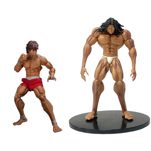 Qigmhua 2 Stück Anime Hanma Baki Figur Pickle Statue, PVC Kampfstellung Figurine Bewegliches Modell Schlafzimmer Ornamente von Qigmhua
