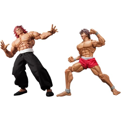 Qigmhua 2 Stück Anime Hanma Yujiro Figur Hanma Baki Statue, PVC Figurine Bewegliches Austauschbares Gesicht 19cm Modell Schlafzimmer Ornamente von Qigmhua