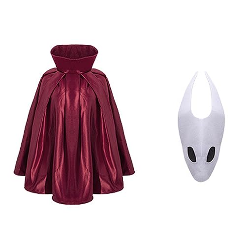 Qigmhua Hollow Silksong Cosplay-Kostüm mit Hollow-Maske Anime-Charaktere Outfits Rote Umhänge Stile Halloween-Anzug von Qigmhua