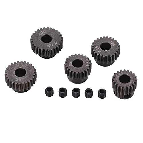 KIMISS 5mm Ritzel 48P Autozubehör 5Pcs 48Dp Motorzahnrad 5mm Wellenloch 20T 22T 24T 26T 28T Zahnrad Ritzel für 1 10 Rc Truck 5mm 48P Ritzel von Qiilu