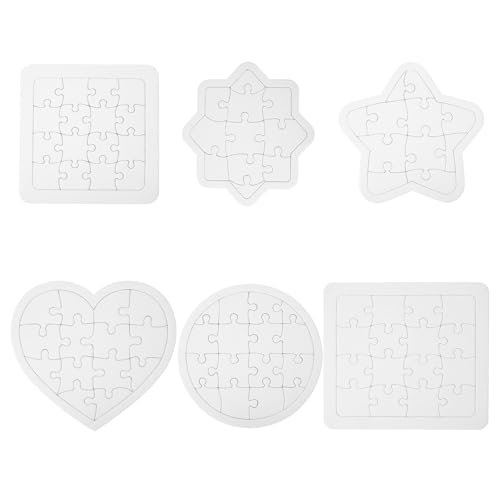 Blanko Puzzle in Verschiedenen Formen, Darunter Rechteck, Achteckiger Stern, Fünfeckiger Stern, Herz, Kreis und Quadrat, Puzzle Selbst Gestalten, Geeignet für Kinder als Geburtstagsgeschenk von Qiimenguer