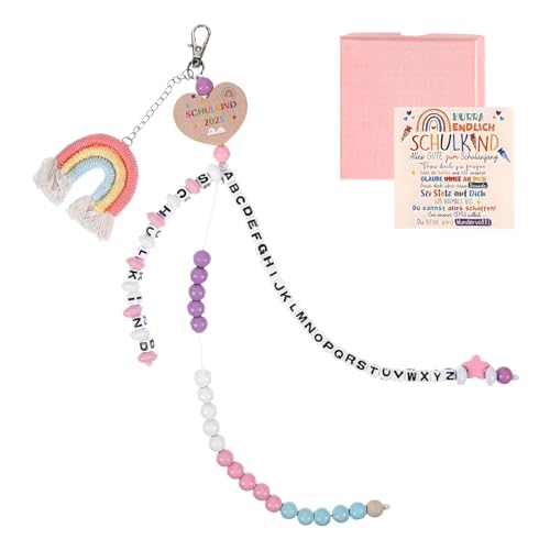 Qiimenguer Schultüte Mädchen，Einschulung Rechenkette 1. Klasse mit Grußkarte Geschenkbox Schulkind 2025 Jungen und Mädchen, die Eingeschult Werden Müssen（Rosa） von Qiimenguer