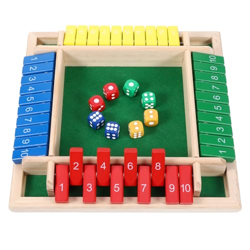 Shut The Box Brettspiele，Hölzernes Tischspielbrett für Vier Spieler, Klassisches Würfelspiel, Vielfältige Spielmöglichkeiten für Kneipen, zu Hause, auf Reisen von Qiimenguer