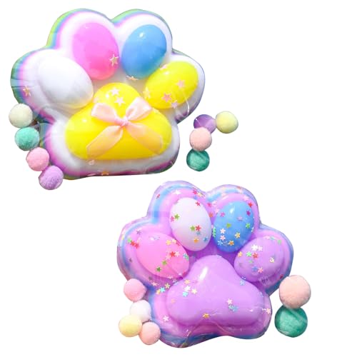 2 Stück Squishy Cat Paw, Squishy Katze Pfote, Kawa-ii Katzenpfoten Squeeze Spielzeug, Cat Paw Squeeze Toy, Süße Katzenpfoten Stressabbau Fidget Toys für Kinder und Erwachsene von Qikam