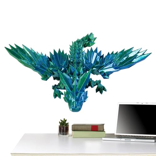 3D Gedruckter Drache mit Flügeln, 3D Gedruckter Kristalldrache, Geheimnisvolle Drachen Spielzeug Realistische Beweglicher Drachen Figuren Schreibtischspielzeug Drachen Ornament für Autos,Büros, Häuser von Qikam