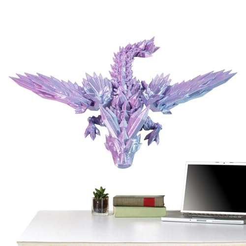 3D Gedruckter Drache mit Flügeln, 3D Gedruckter Kristalldrache, Geheimnisvolle Drachen Spielzeug Realistische Beweglicher Drachen Figuren Schreibtischspielzeug Drachen Ornament für Autos,Büros, Häuser von Qikam