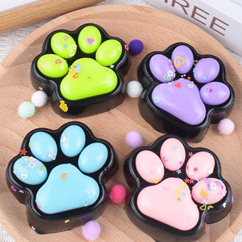 4 Stück Squishy Katze Pfote, Squishy Cat Paw, Katzenpfoten Squeeze Spielzeug, Cat Paw Anti Stress Spielzeug, Süße Katzenpfoten Stressabbau Fidget Toys für Katzenliebhaber, Kinder, Erwachsene von Qikam