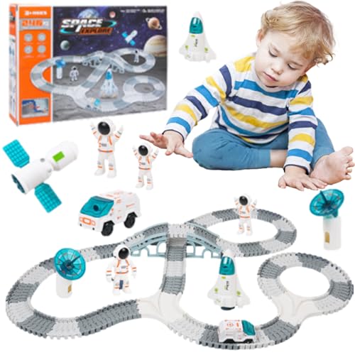 Autorennbahn-Sets - Weltraumthema-Autobahnspielzeug mit Schwerkraftgleiten,Lernspielzeug, Spielzeug, Weihnachtsgeburtstagsgeschenke für Kinder ab 3 Jahren Qikam von Qikam