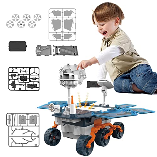 Qikam DIY Weltraumspielzeug | Solar Power Mars Rover Auto mit Sonnenkollektoren | Montagefahrzeug-LKW-Spielzeuggeschenke für Kinder, Kleinkinder, Jugendliche von Qikam