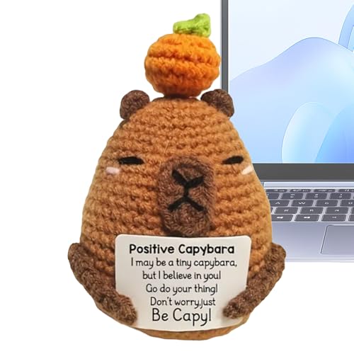 Qikam Häkeltiere Mit Positiver Ausstrahlung - Motivations Plüsch Capybara Häkeltier | Deko Für Schreibtisch Kuscheltiere Mit Motivationskarte Als Geschenk Zu Weihnachten Geburtstag Abschluss von Qikam
